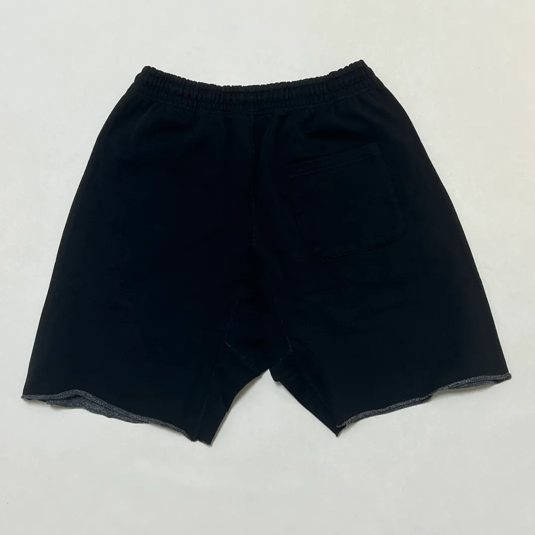SAINT Mxxxxxx 'SAINT' SWEAT SHORTS/GRY/BLK embroidered SAINT LOGO basic shorts, distressed gray/washed black S-XL, four needles and six threads throughout, produced by a major domestic factory, imported Tajima machine embroidery, washed and distressed, original version